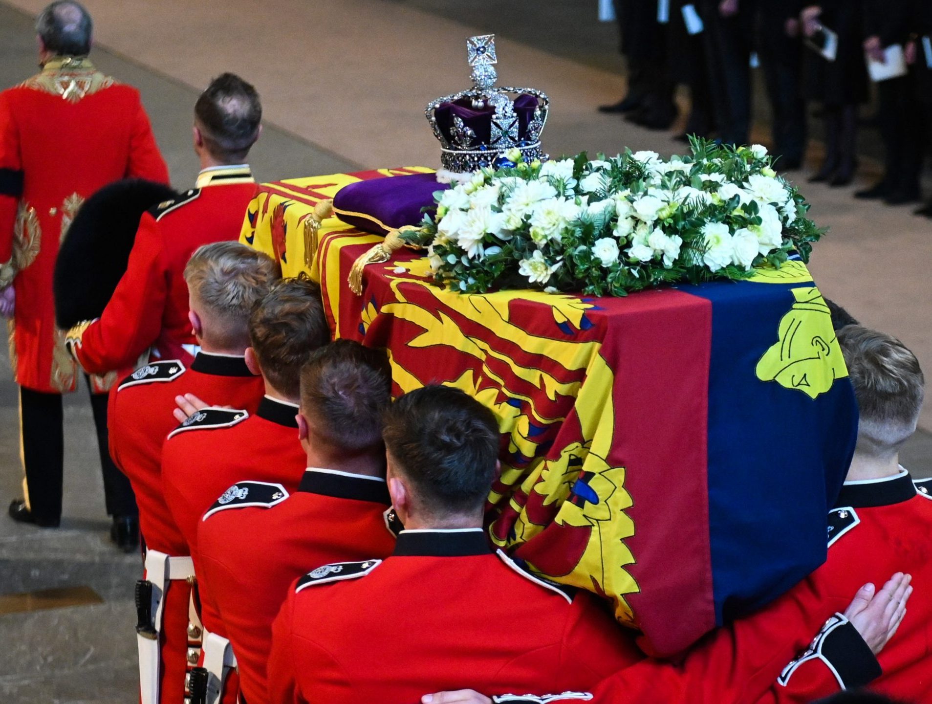 A photograph of Queen Elizabeth II's Coffin on the day of her funeral